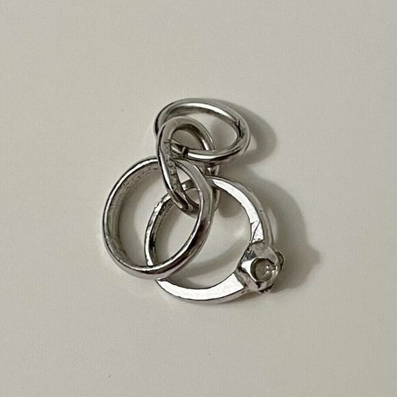 Vintage Sterling Wedding Ring and Band Mini Charm - Picture 11 of 15
